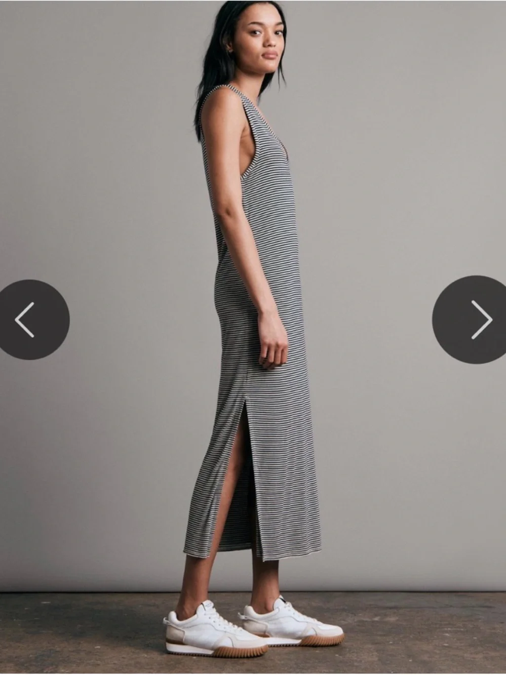 Rag & Bone Michal Striped Slub Jersey Midi Dress Sz S Casual Linen Blend NWT - Picture 5 of 16